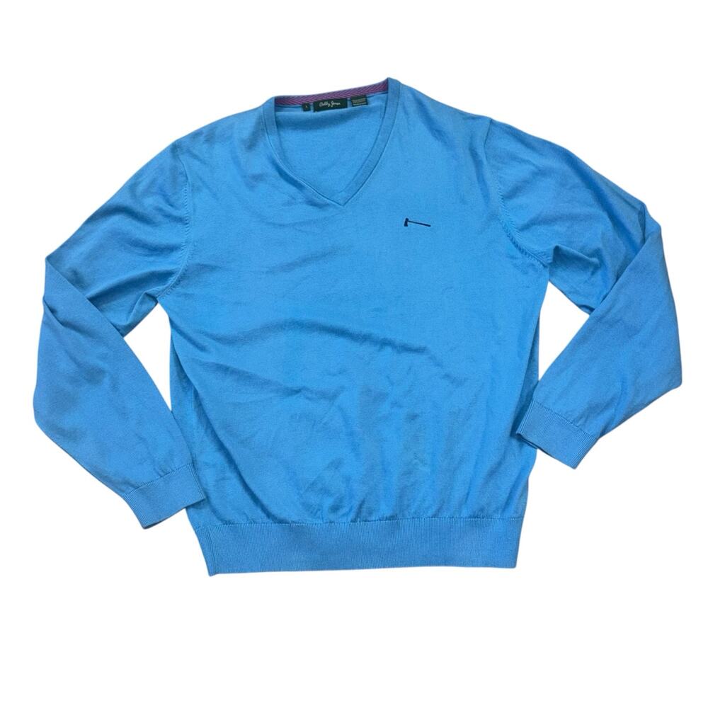 Bobby Jones Light Blue 100% Peruvian Pima Cotton Men’s L Golf Sweater Academia
